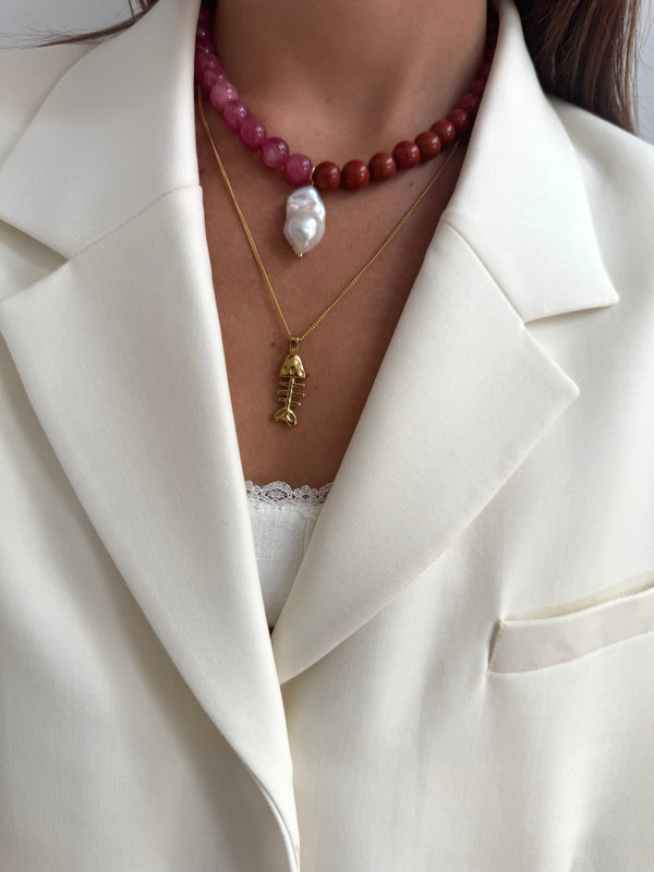 Fish Bone Necklace - Gold