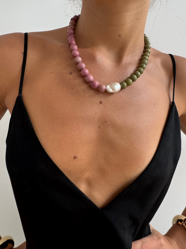 Floss Pearl Beaded Necklace