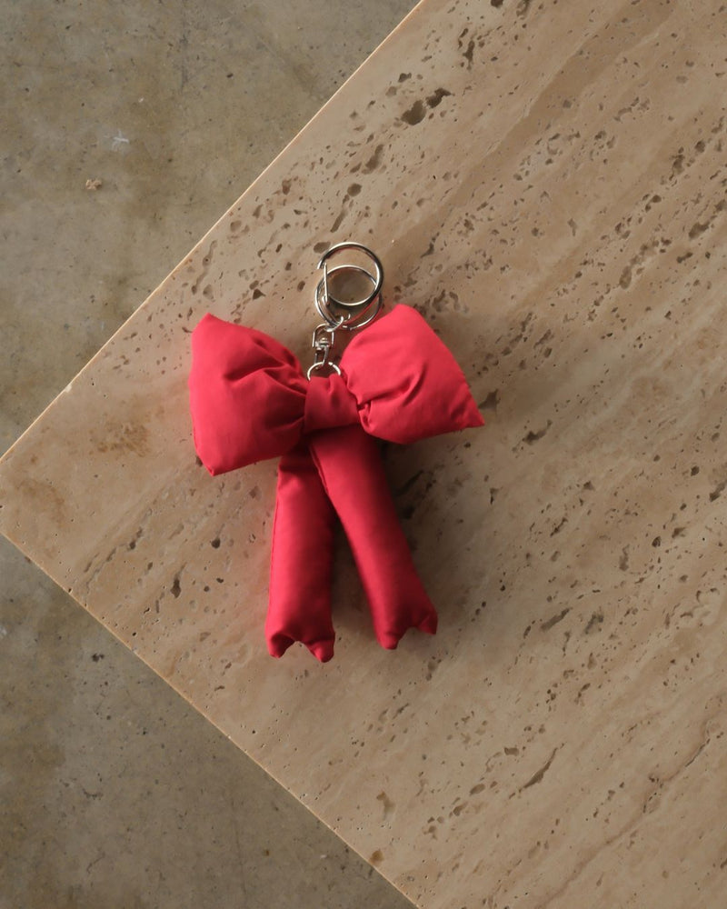Bow Puff Keychain – Red