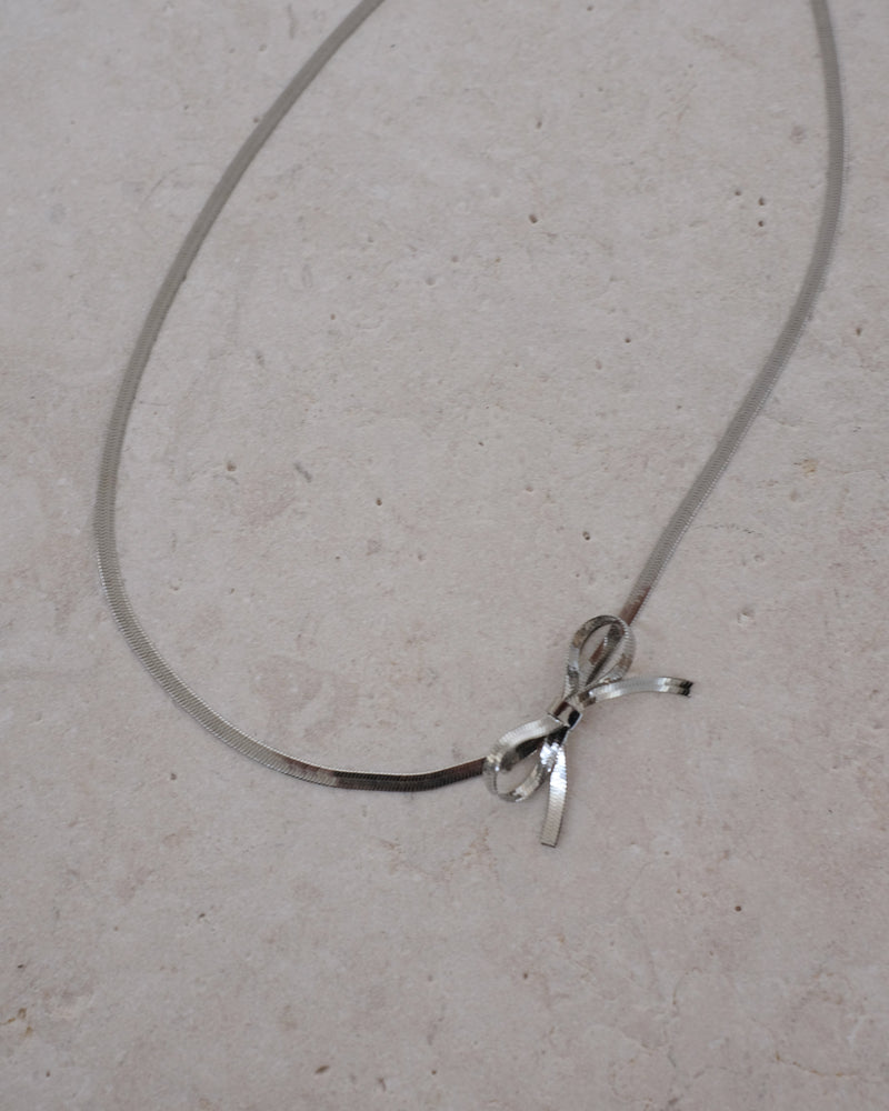 Baby Bow Necklace - Silver