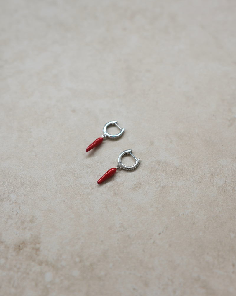 Mini Chili Earrings - Silver