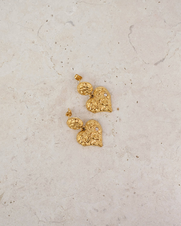 Golden Heart Earrings - Gold