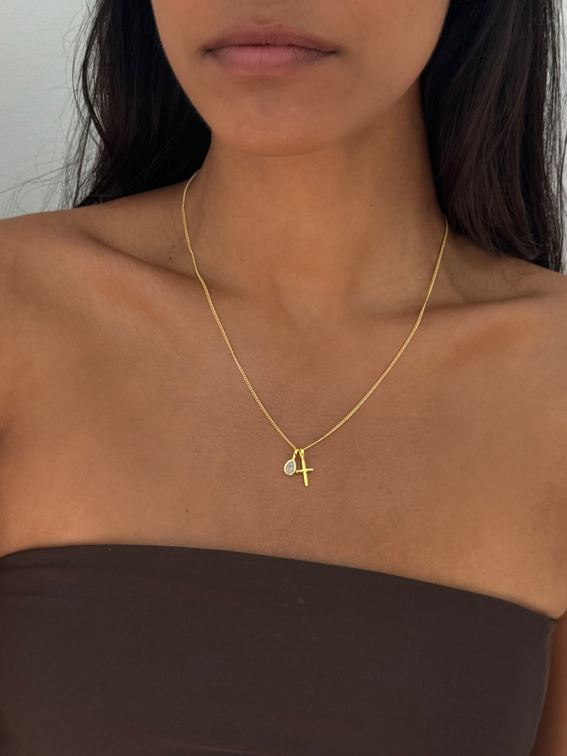 Petite Cross Necklace - Gold