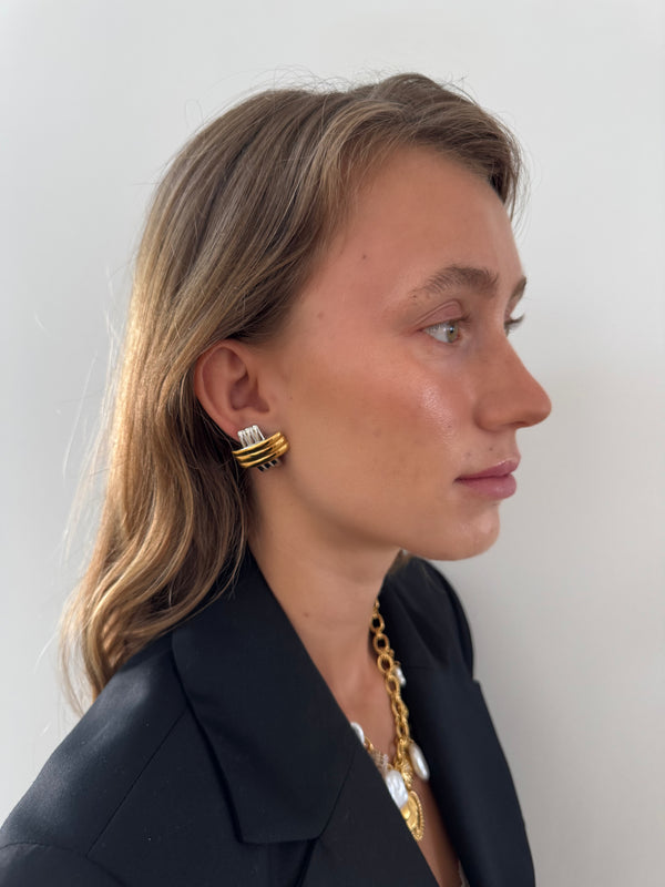 Criss Cross Earrings - Gold and Silver