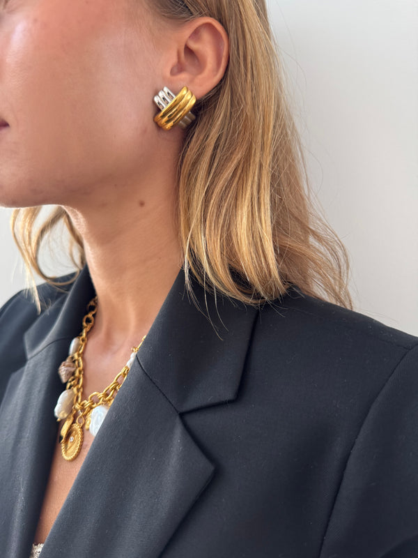 Criss Cross Earrings - Gold and Silver