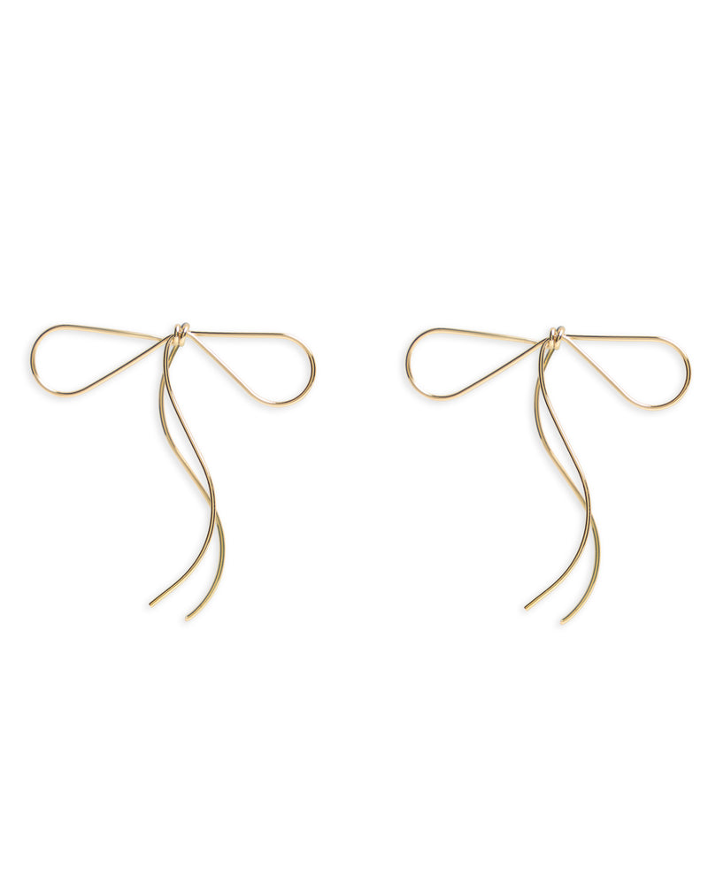 Fine Bow Earrings - Gold