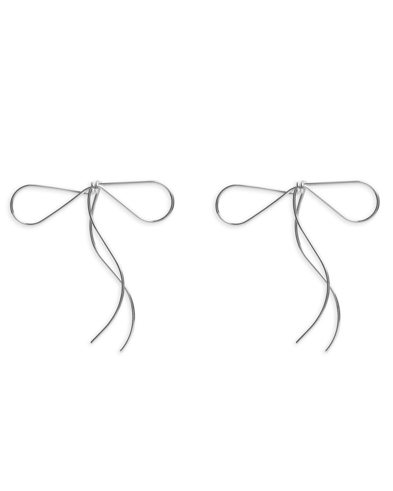 Fine Bow Earrings - Silver