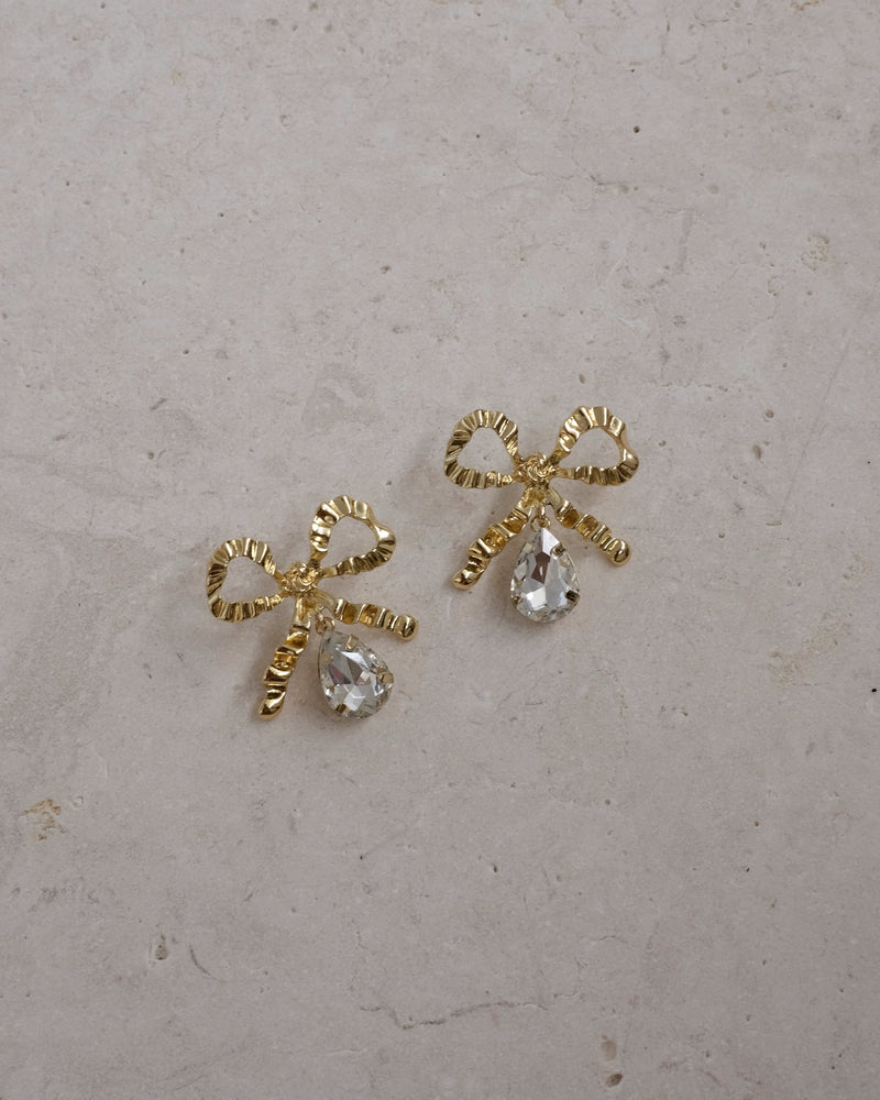 Sparkle Bow Earrings - Gold